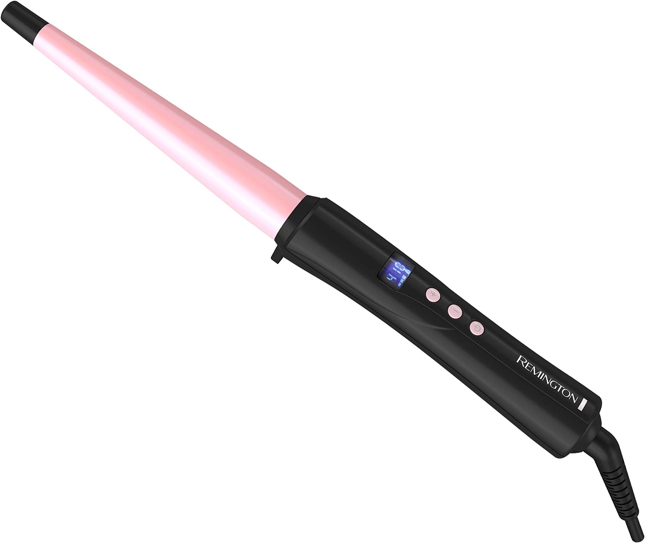 REMINGTON Pro Pearl Ceramic Conical Curling Wand, Digital Controls + 10 Heat Settings, Black/Pink, CI95AC4