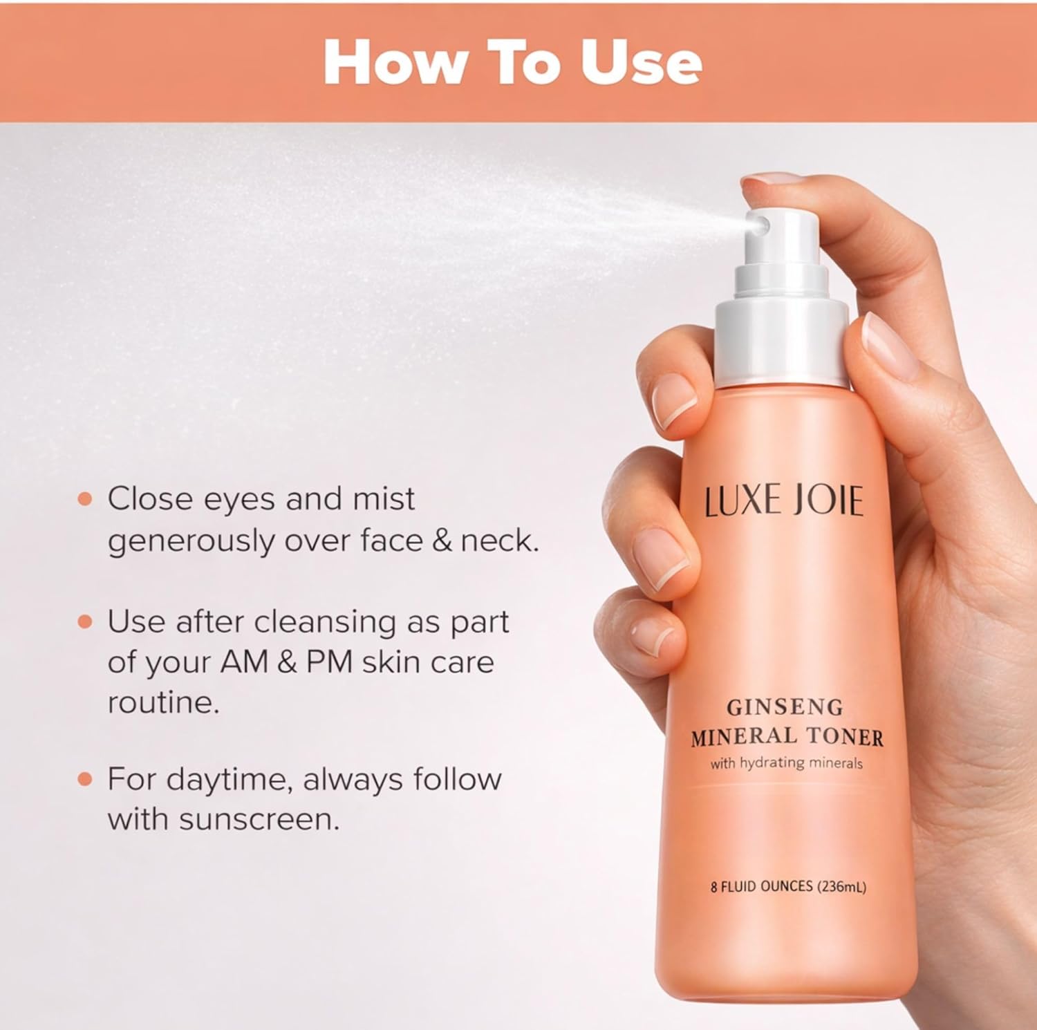 Witch Hazel Toner Mist with Ginseng – Hydrating Facial Toner Spray for Sensitive Skin – Pore Refining Botanical Face Toner for Oily, Dry & Combination Skin – Alcohol Free – 8 oz