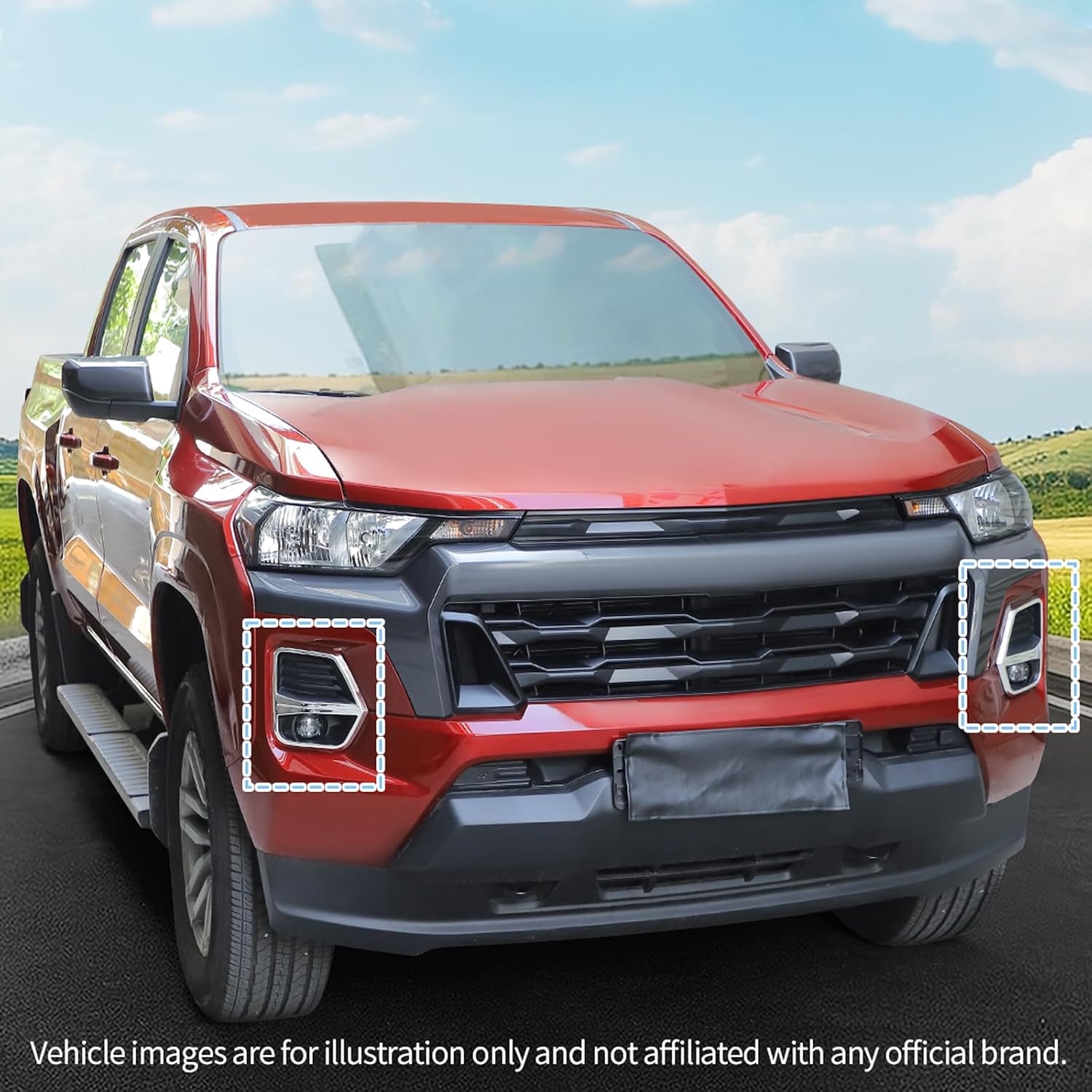 Chrome Front Fog Light Guards fit for Chevy Colorado 2023+ Front FogLamp Bezel Exterior Trim