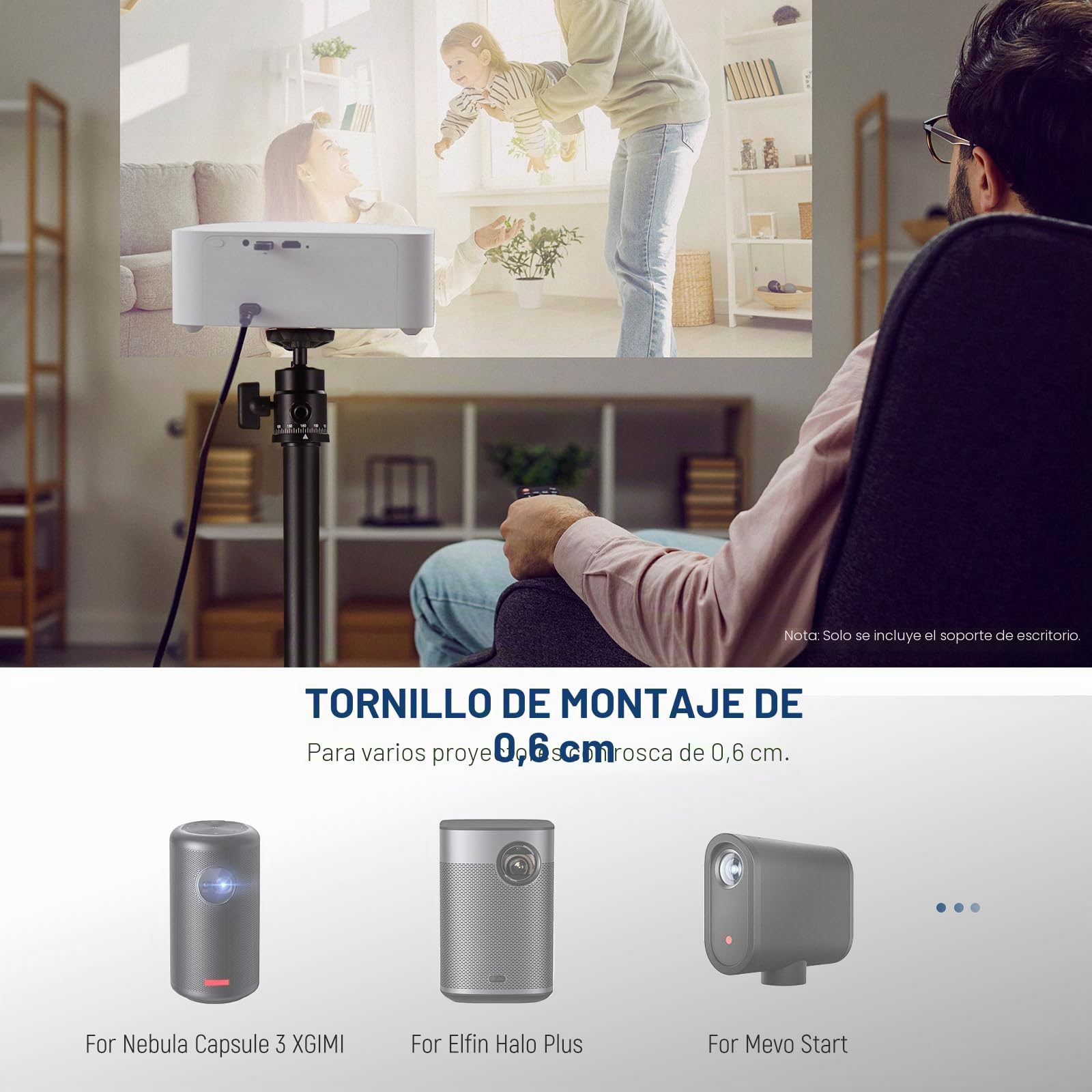 NEEWER Soporte Proyector Mesa con Base,Trípode Escritorio de 40-90cm con Soporte Celular & Montaje Cámara Acción,Montaje Proyector Vídeo Webcam Cabezal Esférico Compatible con XGIMI Nebula MEVO,DS006