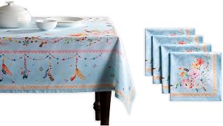 Maison d' Hermine Ibiza Bundle Set 100% Cotton Table Cover (54 Inch by 54 Inch) and Set of 4 Napkins (20 Inch by 20 Inch)