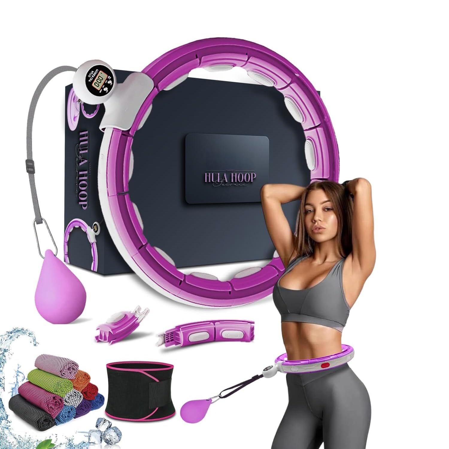Smart Weighted Hula Ring Hoops, Hula Circle Abnehmbarer Fitnessring mit 360 Grad Auto-Spinning Ball Massage, Gymnastik, Erwachsene Fitness für Gewichtsverlust (