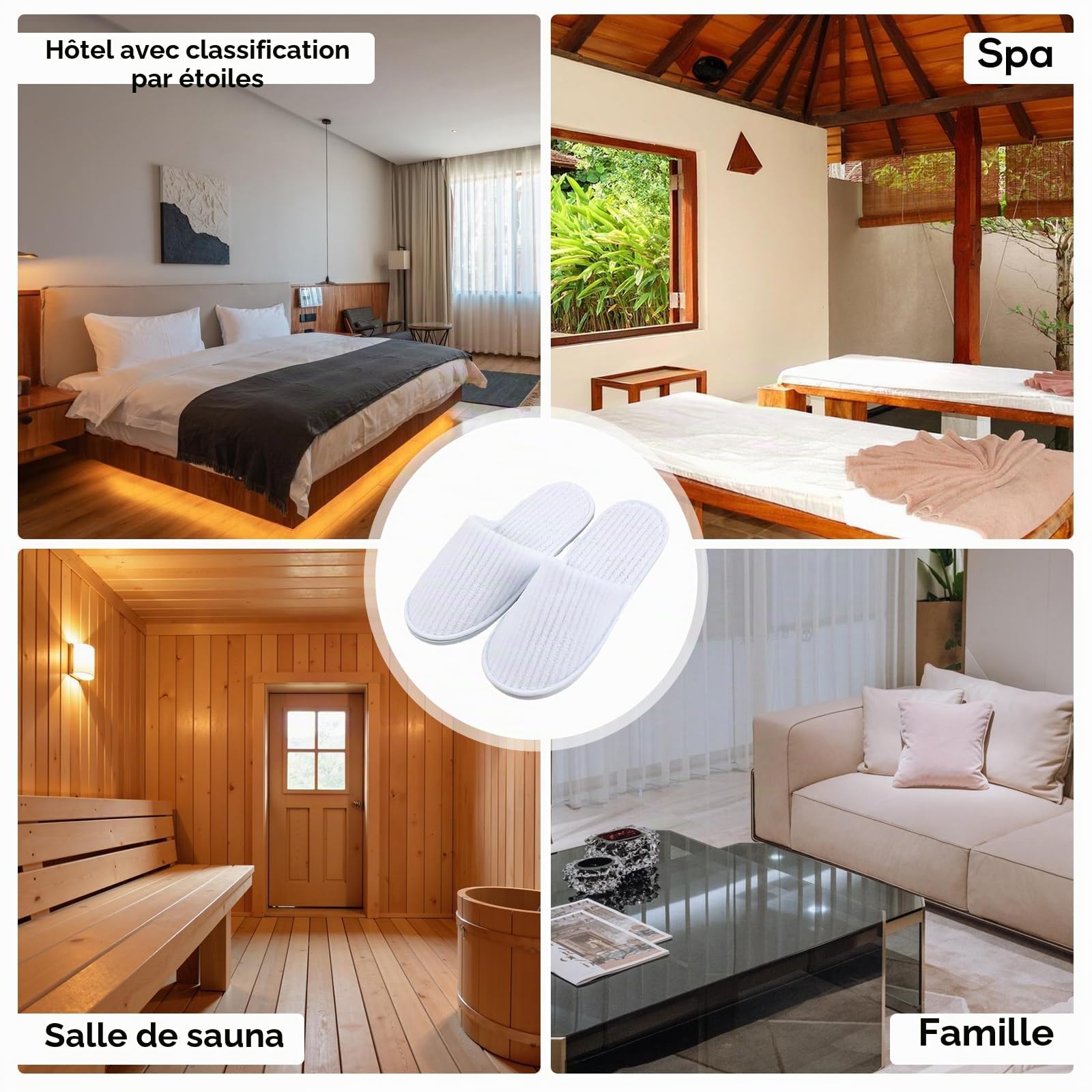 Lot de 10 paires de chaussons en polaire de corail : chaussons blancs pour spa, chaussons en polaire de corail pour invités, pantoufles lavables en velours de coton unisexes, pantoufles d'hôtel