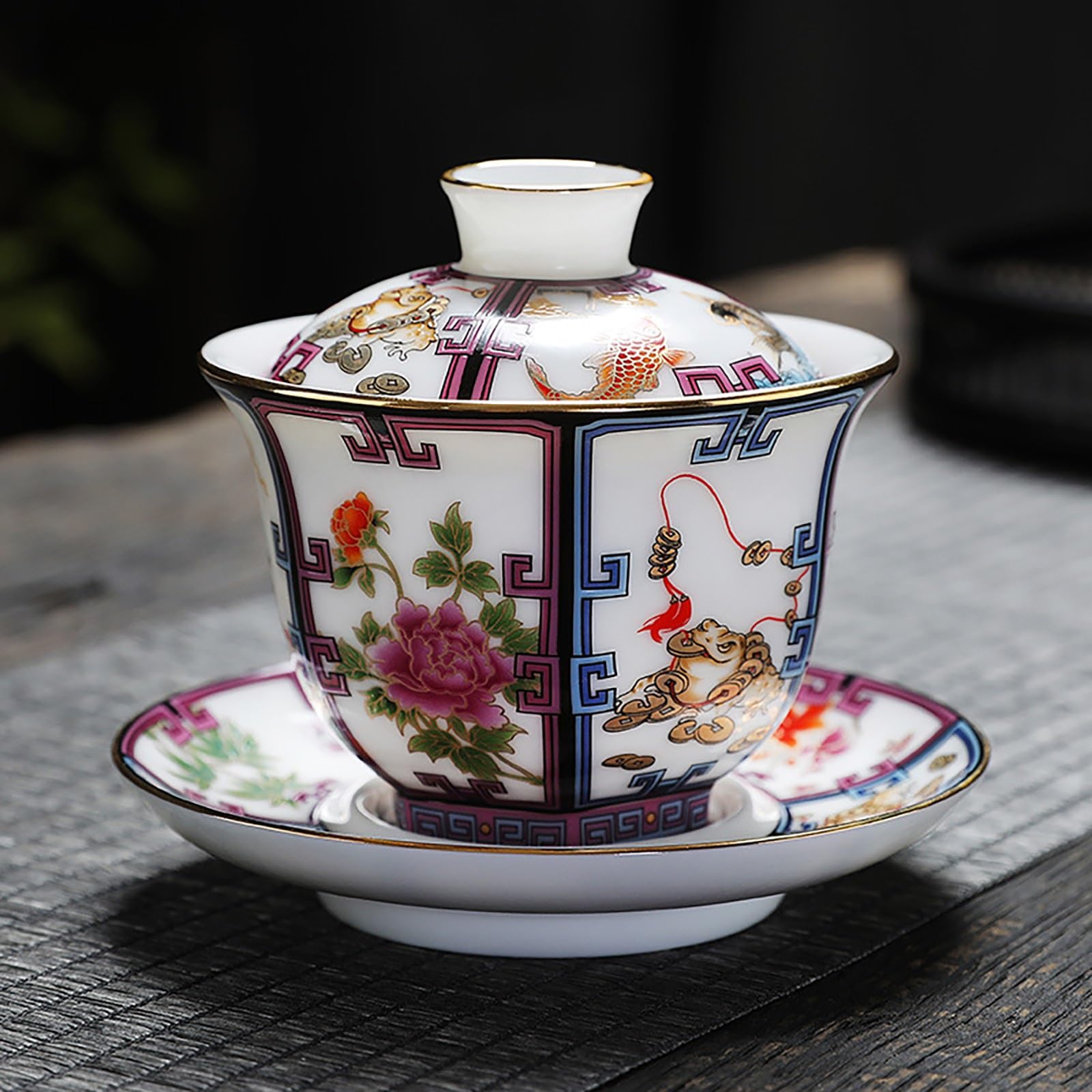 Keramik Tasse Topf Chinesische Tassen Chinesisches Emaille Muster Set Schüssel