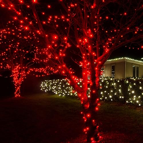 Vista 25 de Dazzle Bright - Guirnalda de luces de Navidad blanco cálido, 82 pies, 1000 luces LED impermeables de alambre verde con 8 modos, luces al aire libre