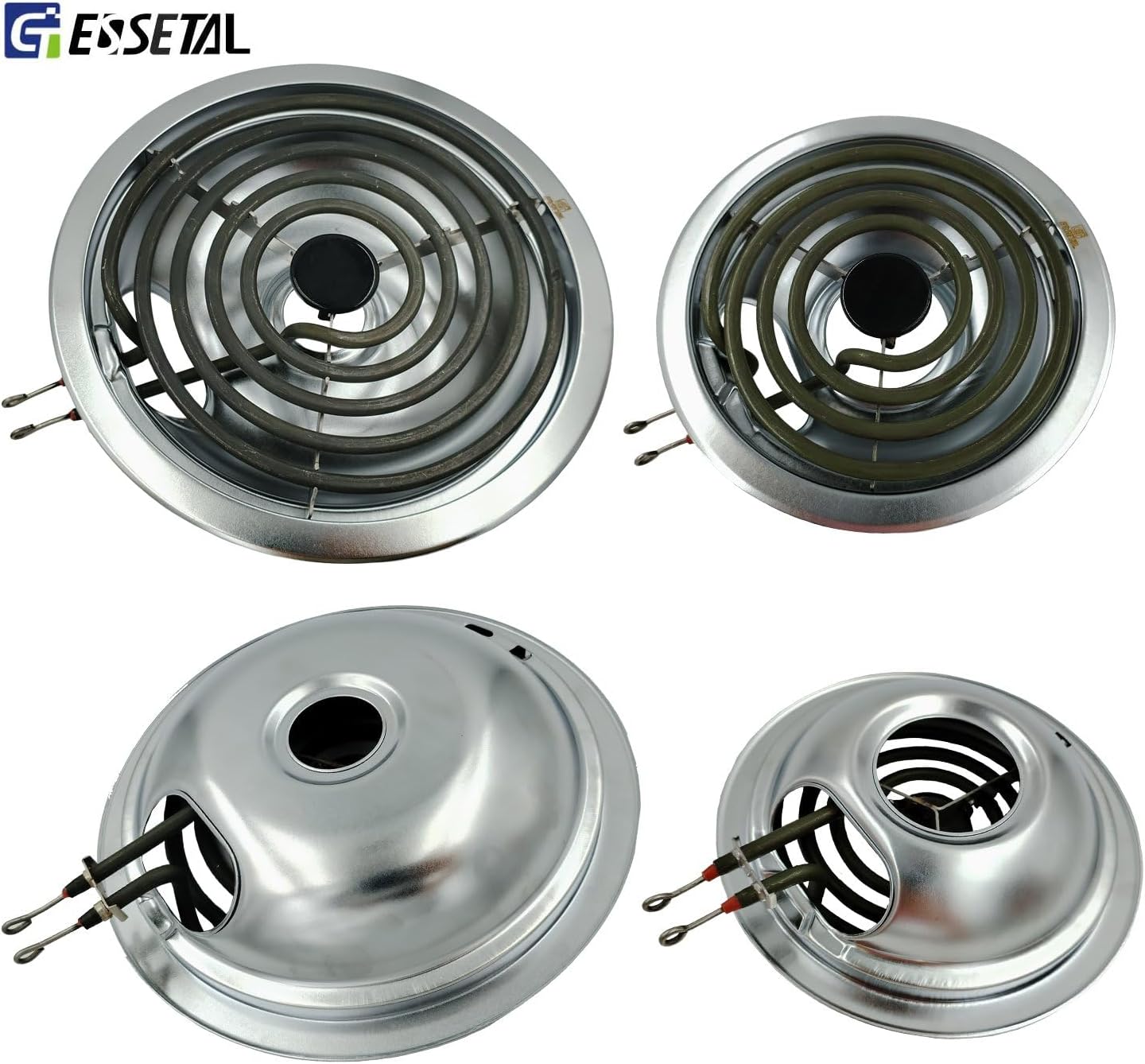 MP22YA Electric Stove Burner Element Replacement Set Kit with 4 Pack Drip Pans W10290350 W10290353 Compatible with Whirpool Electric Range Stove Top