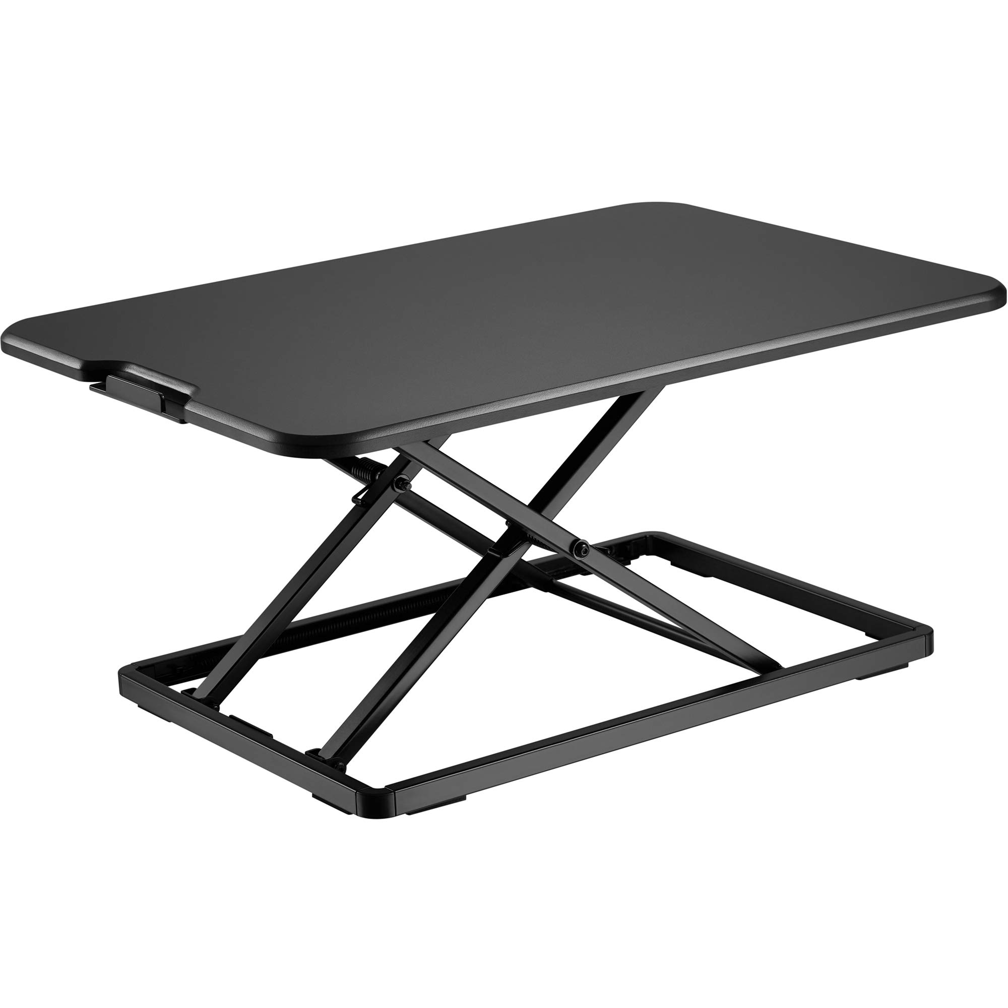 BONTEC Sit- Stand Desk Converter, Height Adjustable Super Sturdy Office Workstation with 65x47cm Platform, Ergonomic X-Frame Riser for PC Computer Screen, Keyboard, Laptop up to 17.6lbs