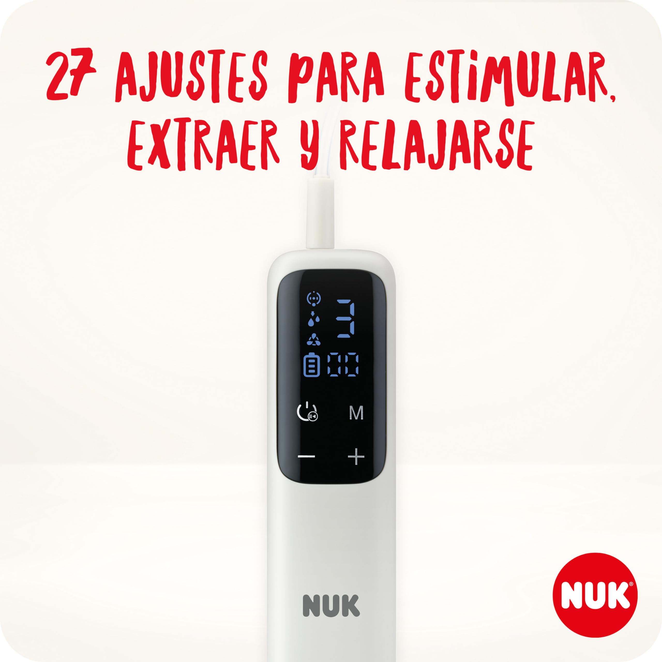 Sacaleches eléctrico doble Soft & Easy de NUK | Copas suaves 100% de silicona | Pequeño, ligero y silencioso | Batería recargable para viajar | Copas de 24 y 27 mm | 2 biberones Perfect Match mm