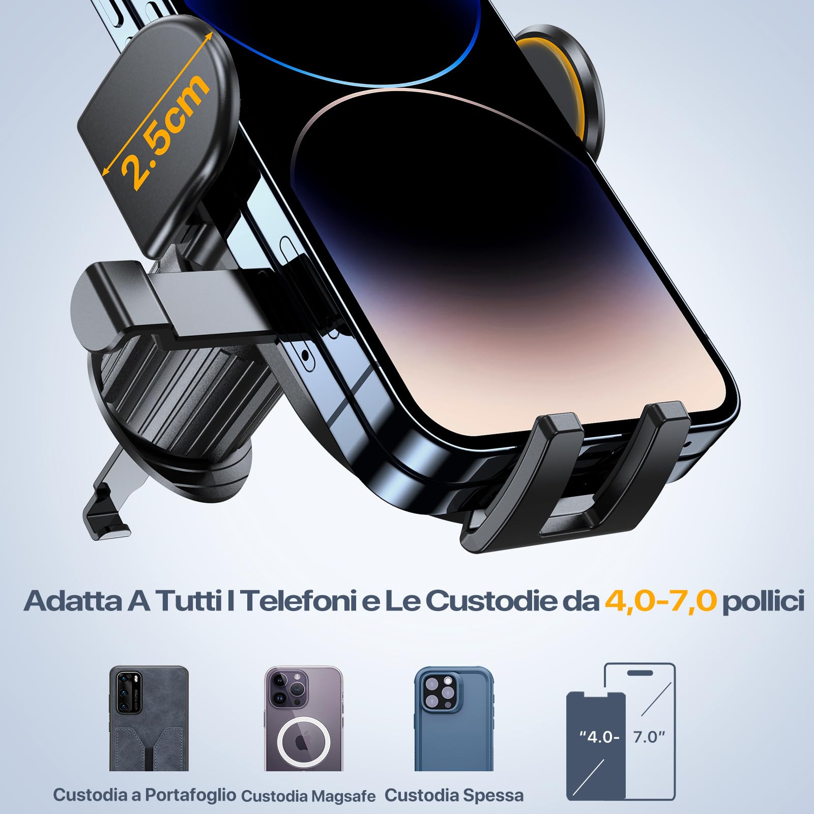 Miracase Porta Cellulare Auto [Fissaggio con Un Solo Tocco] Supporto Telefono Auto Utilizzabile con Una Sola Mano Porta Telefono Auto Compatibile con Tutti Gli Cellulari