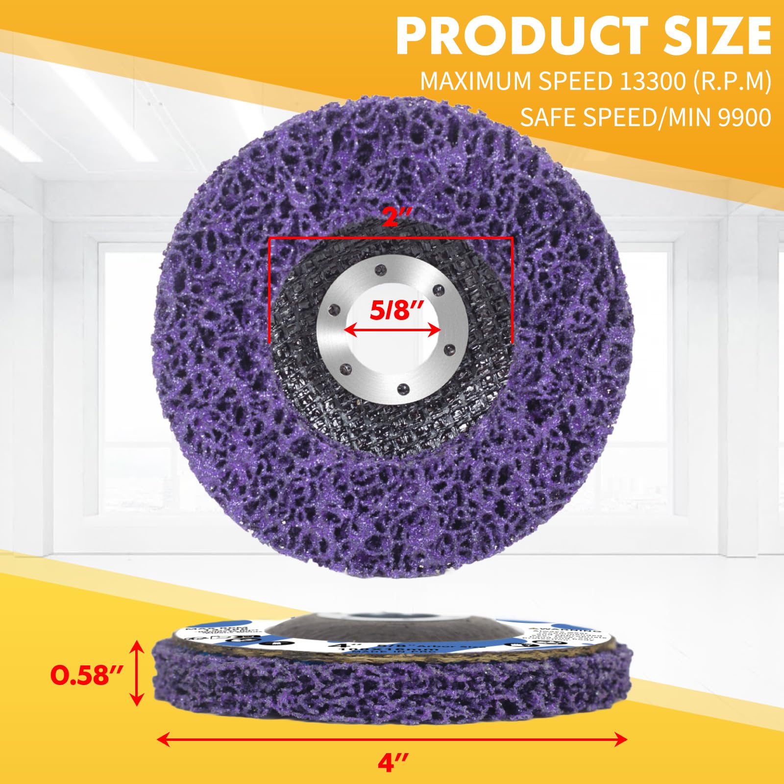 Confezione da 10 dischi abrasivi per smerigliatrice angolare, dischi abrasivi per ruggine, ossidazione, rimozione vernice, colore viola (10 x 5/8 - 10P)