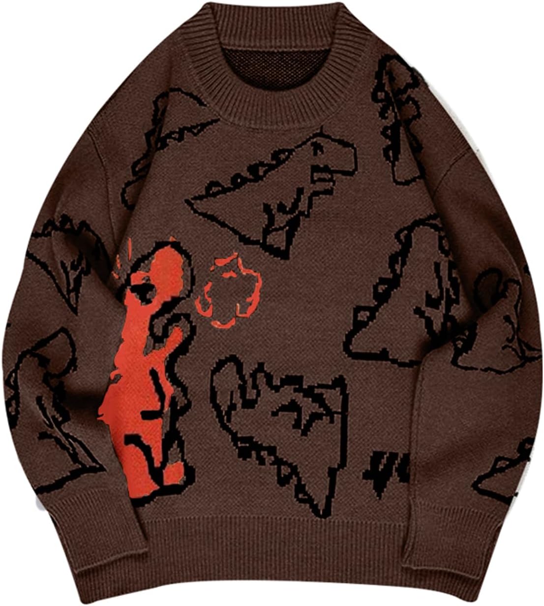 Arssm Dinosaur Sweater Women y2k Vintage Oversized Graphic Streetwear Knit Sweater Casual Cute Kawaii Tops