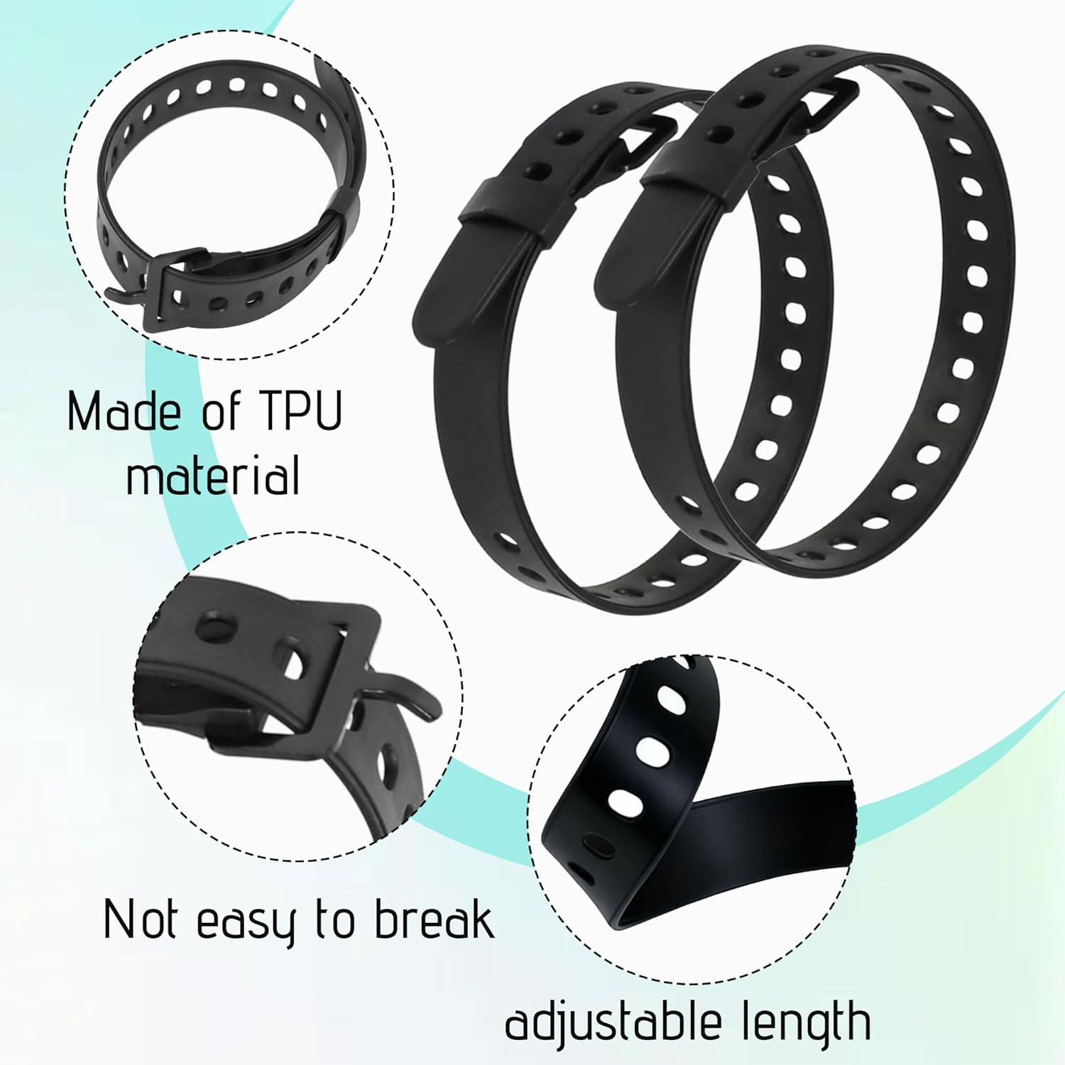 8Pcs Reusable Industrial Straps TPU Rubber Tension Strap 19.8" Adjustable Utility Straps with Buckle for Motor Gear Tightening, Welders, Skis, Garden Hoses Quick Cinch Fastening Lashing Tool