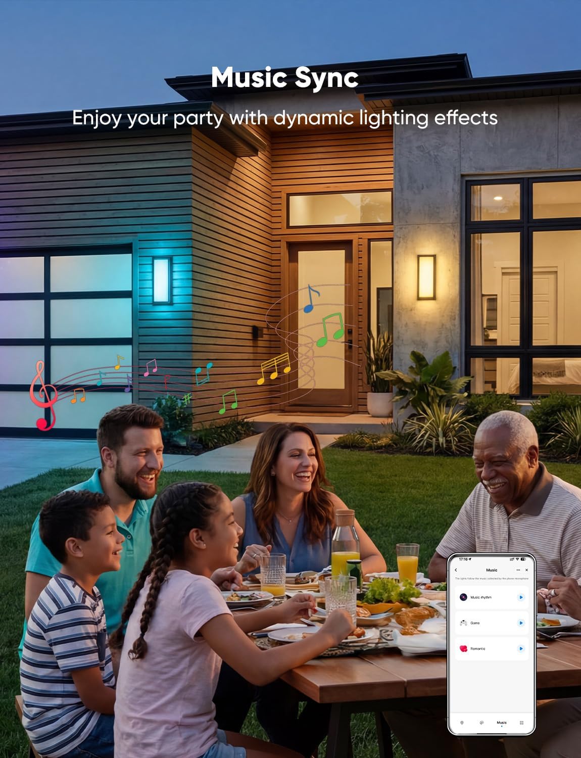 APPECK Smart RGBCW Outdoor Wall Lights 2 Pack, 1600LM High Brightness Color Changing LED Wall Sconce 12" with App Control, IP65 Waterproof, Works with Alexa, for Porch Patio Yard Holiday Decor