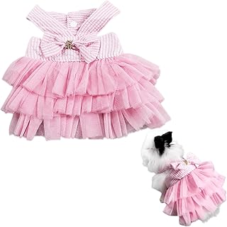 Rabbit Dress Bunny Costume Clothes Skirt Daily Wear Cloth for Small Cat Dog Puppy Chinchilla Guinea Pig, Small Animal Dress for Party Photo (Striped Pink,XS) - Buy now