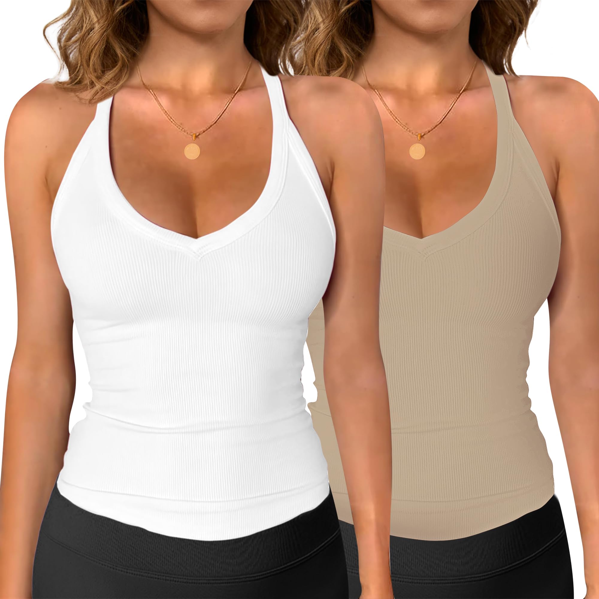VELISDE Women Workout Tank Tops V Neck Racerback Going Out Ribbed Basic Slim Fit Yoga Gym Shirts 2026 Summer Camisole