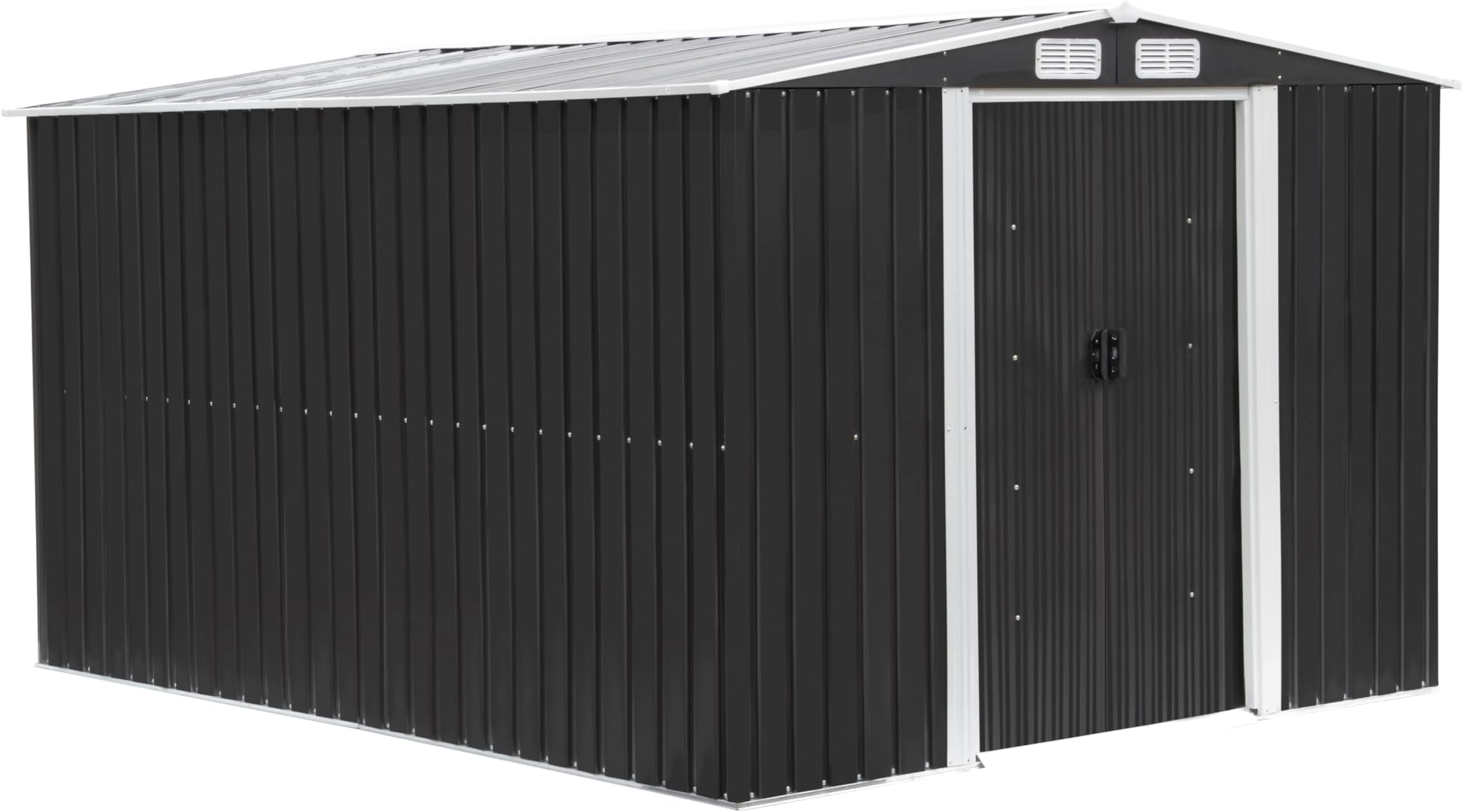 Garden Shed Metal 8' x 12' Storage by Garden Universe Anthracite Grey FREE Base Frame GS8-12AN-Amz