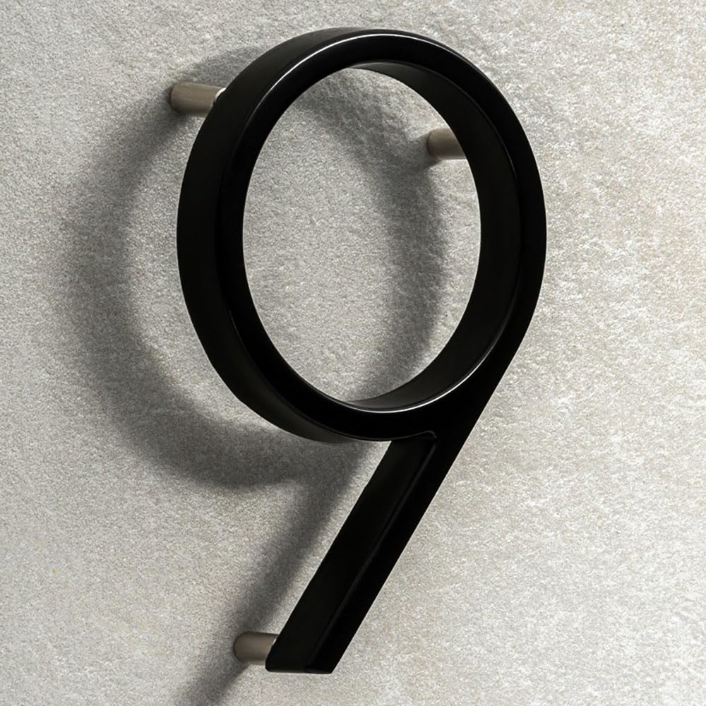 House Signs Direct Floating 3D Metal House Number, 5 Inch, Black, Number 9 — image 1