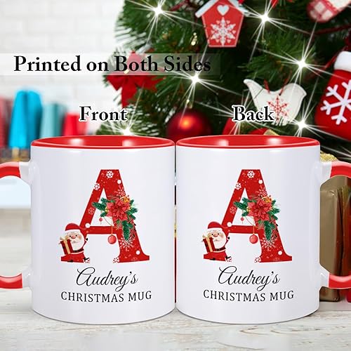 Miniatura 4 de Tazas de Navidad personalizadas, taza de café de Navidad personalizada con nombre inicial, monograma de Navidad, taza de café de chocolate caliente,