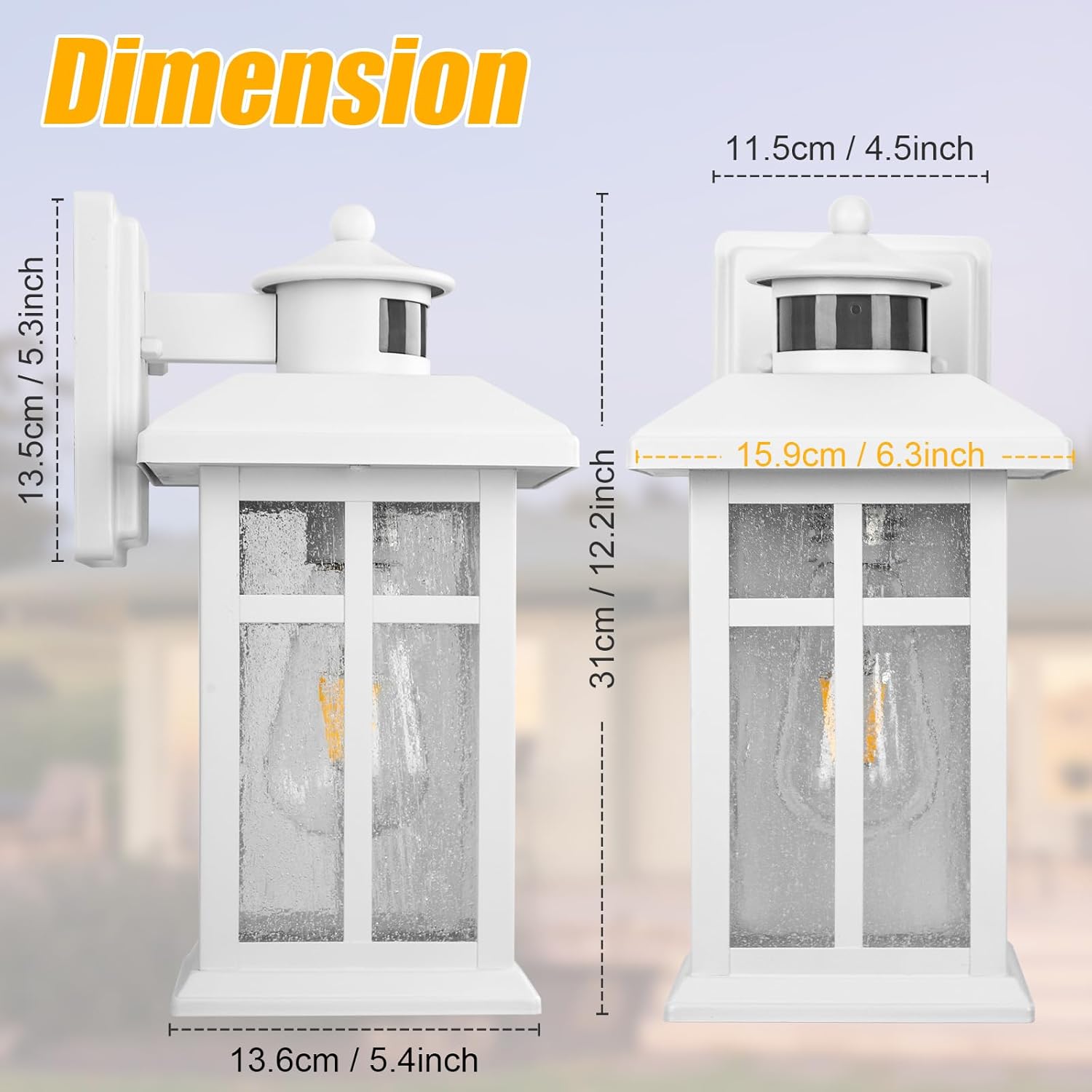 Image depicting the weather resistance features of the light fixture, including anti-corrosion, waterproof, sunproof, snowproof, and dustproof capabilities.