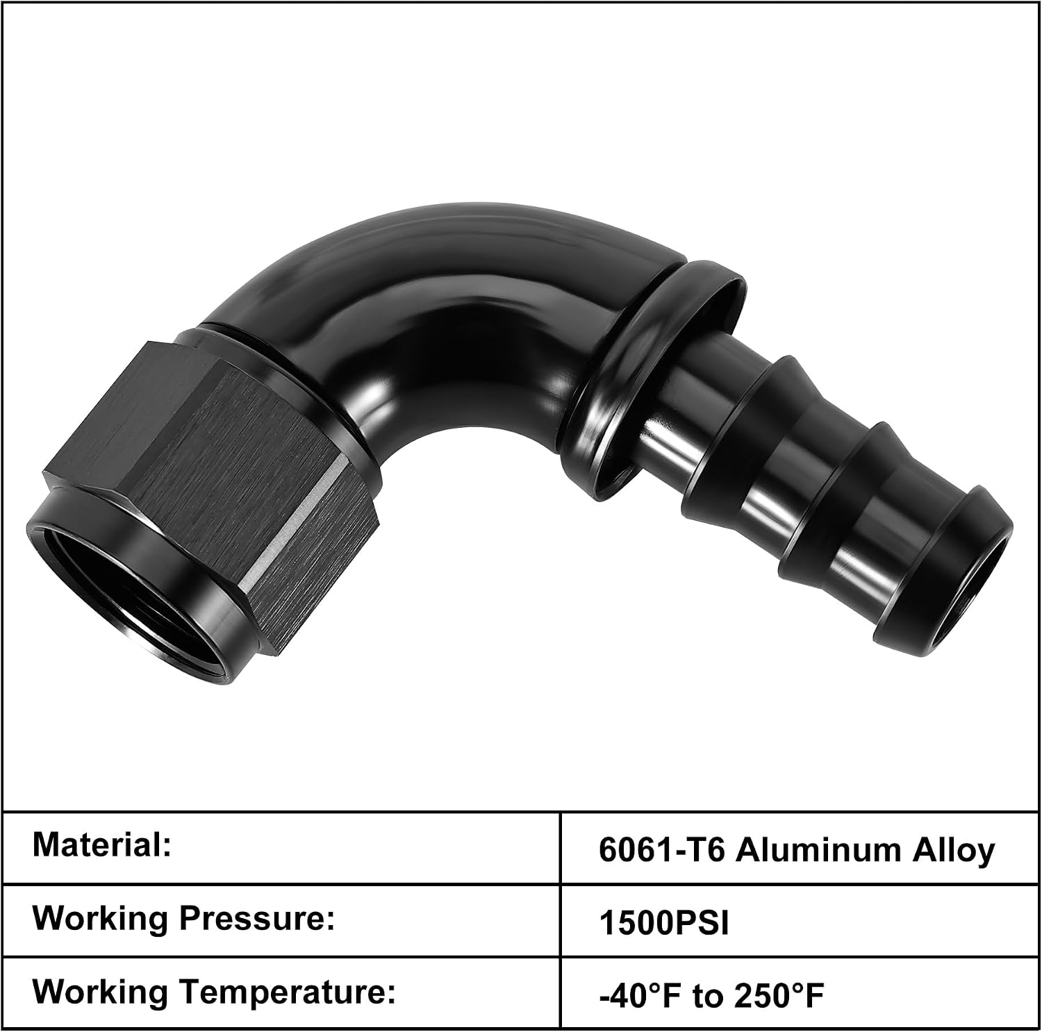 EVIL ENERGY 10AN 90 Degree Push Lock Fitting One Piece Full Flow Hose End