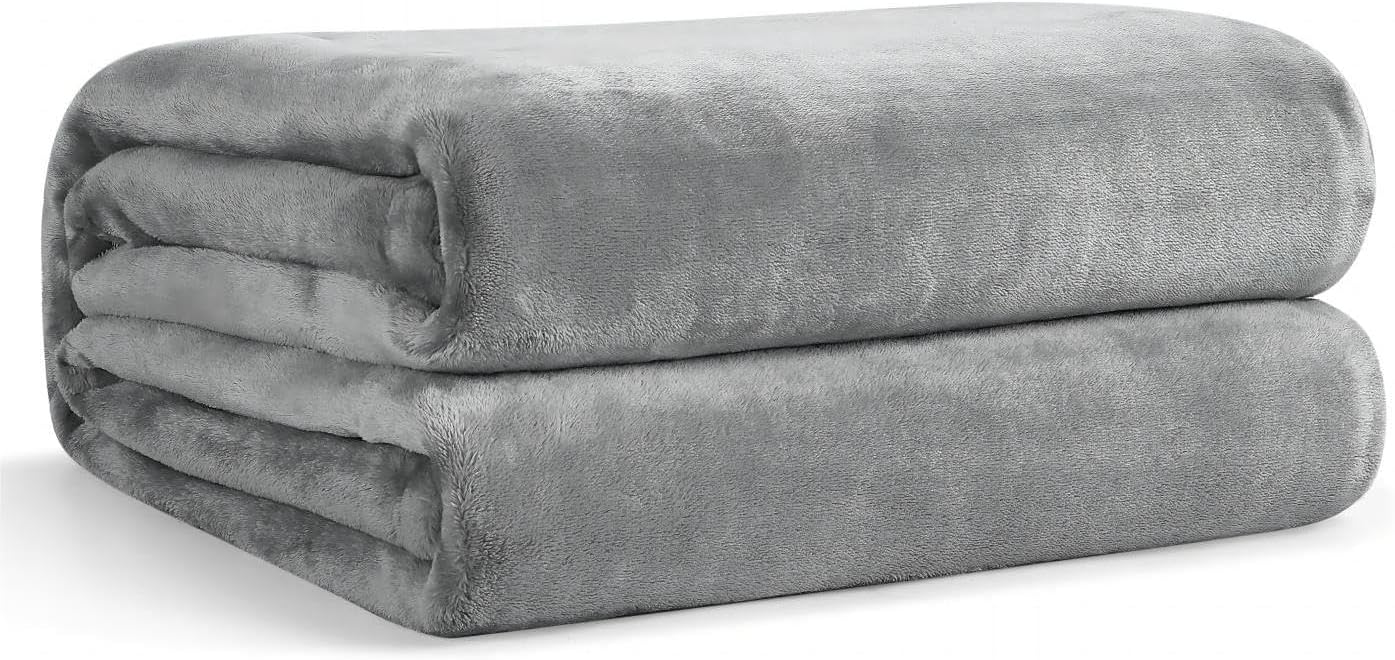 EHEYCIGA Fleece Blanket Grey Throws for Sofas Fluffy Warm Soft Blanket