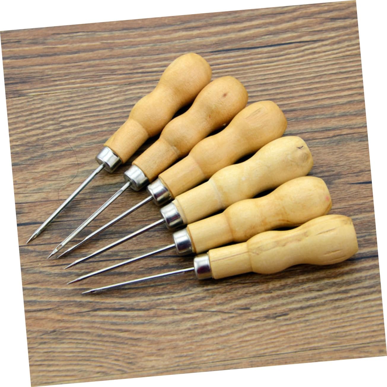 MUELODSIC 10Pcs Double Gourd Wooden Handle Awls for Sewing and Crafting for DIY and Projects Precision Tools for Stitching and Drilling for Craft Lovers