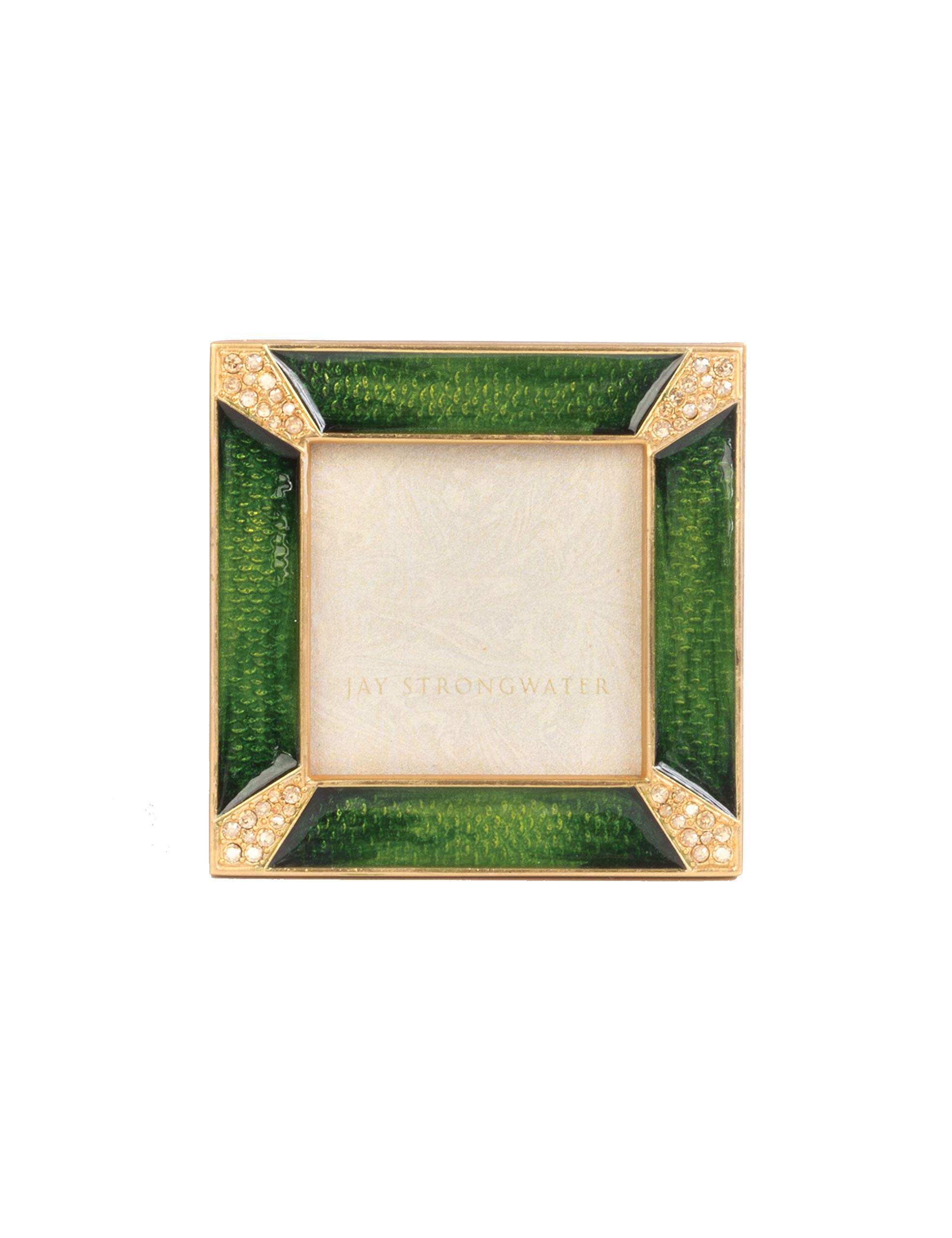 Jay Strongwater Leland Pave Corner 2" Square Frame - Emerald