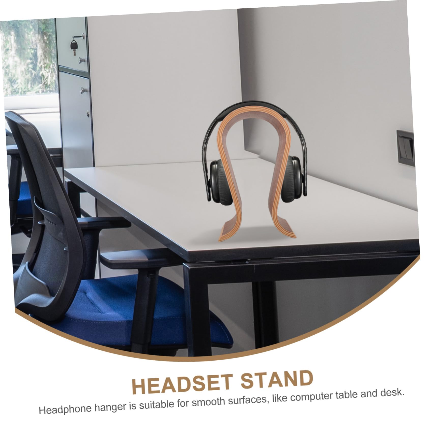 NUOBESTY Supporto per Cuffie U in Legno Stand per Cuffie da Tavolo Compatibile la Maggior Parte dei Modelli