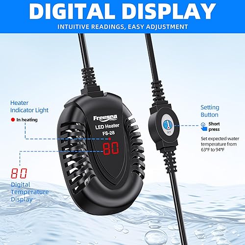 Miniatura 3 de FREESEA Calentador de tanque de peces de acuario calentador de tortuga sumergible pequeño de 75 W con controlador externo de temperatura ajustable