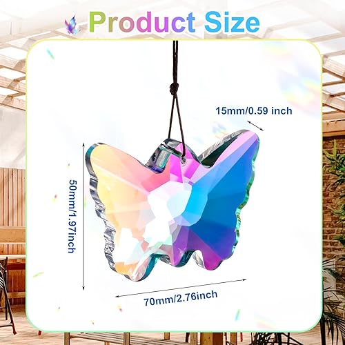 Miniatura 2 de Prisma de cristal de mariposa colgante, cristal brillante de 2.76 pulgadas para atrapasoles, manualidades, colgante de mariposa, adorno colgante