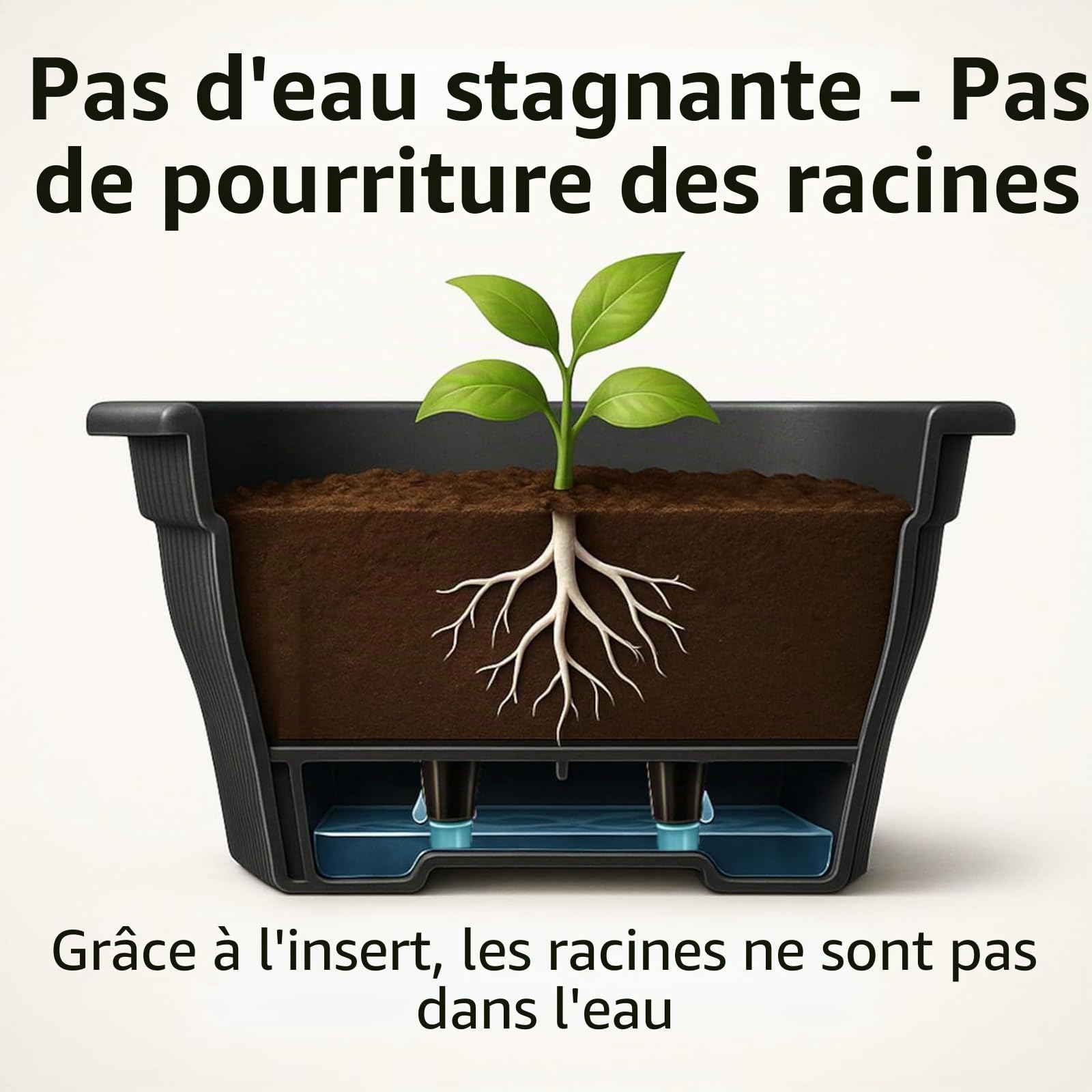 4x Jardinière de balcon 80 cm avec réservoir d'eau anthracite, 18 L - Jardinières résistantes aux intempéries avec bac - Longues jardinières pour jardin et balcon, résistantes aux intempéries