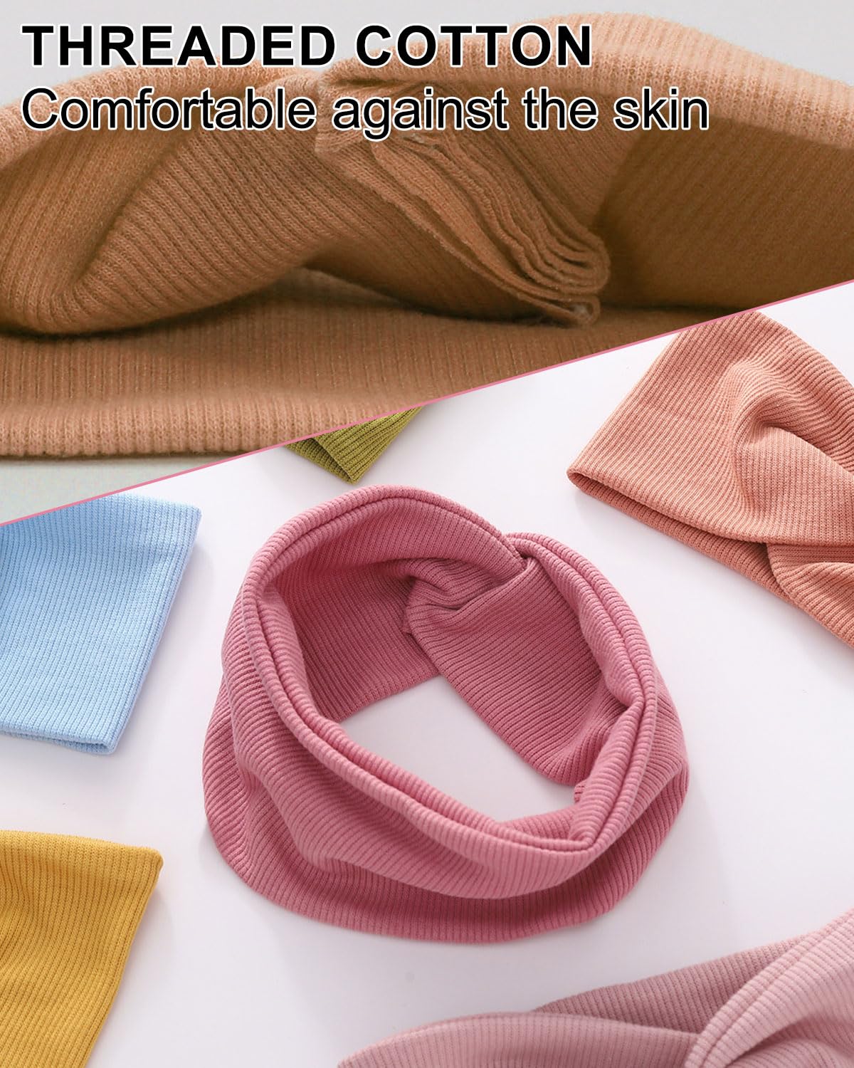 3pcs fasce capelli bambina，fasce capelli neonata，cerchietto capelli bambina，Fasce Ragazze Nylon Elasticizzato Accessori per Capelli Fatti Mano per Neonati Bambini Bambine (marrone+rosa+beige)