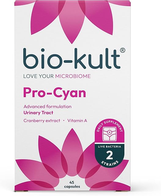 Bio-Kult Pro-Cyan Advanced Multi-Action Bacterial Formulation Targeting Urinary Tract with Cranberry Extract and Vitamin A  Pack of 45 Capsules