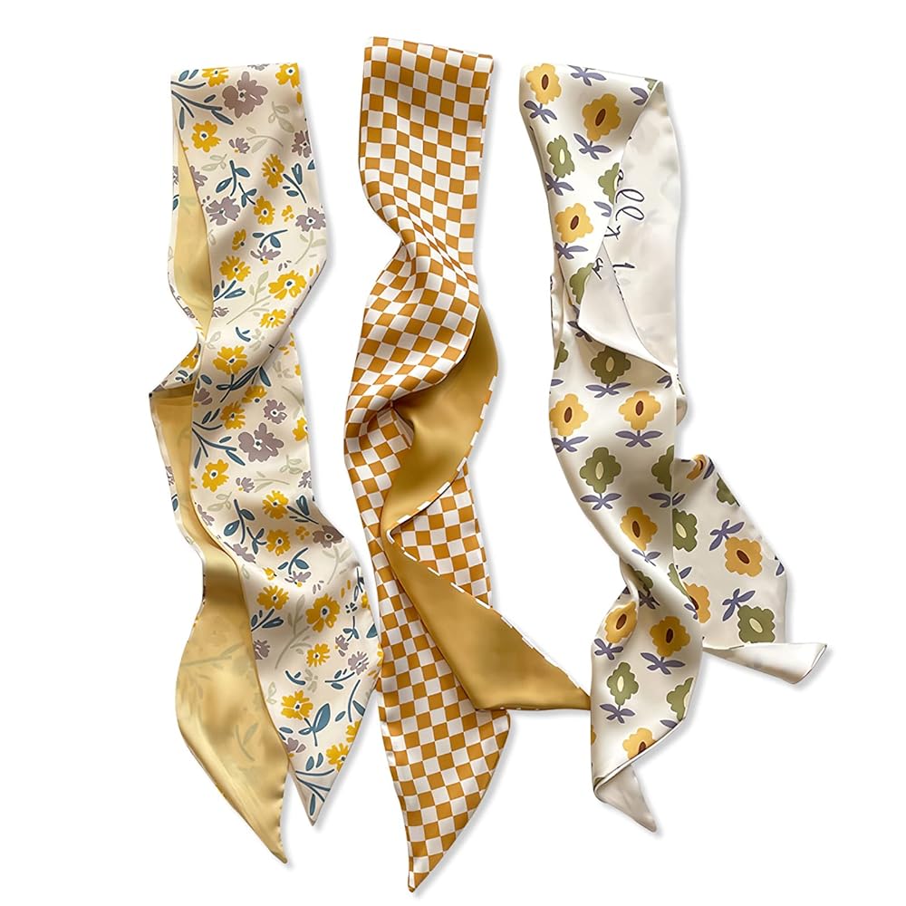 Amazon.com: YUSIWOAL 3 Packs Skinny Silk Scarf Women Girls