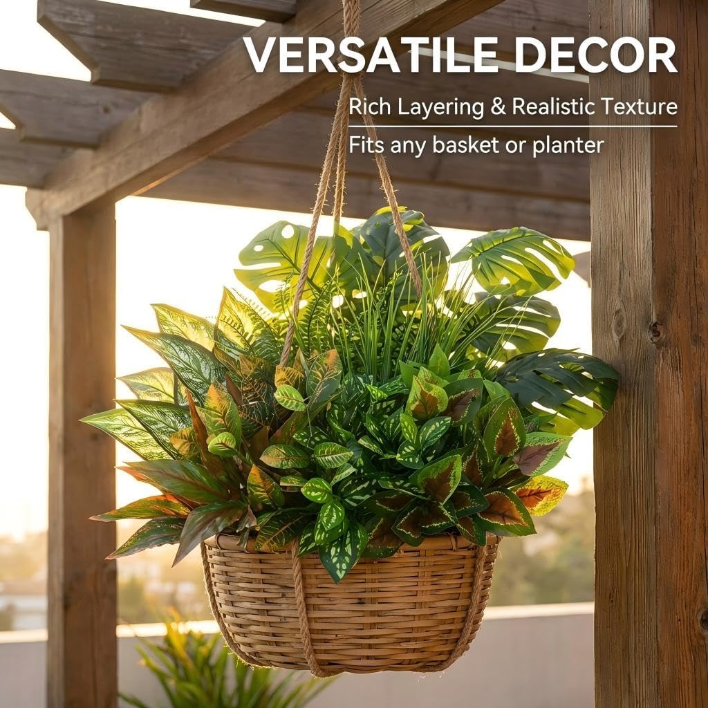 Waipfaru Artificial Plants Outdoor UV Resistant, Realistic Fake Plants Artificial Greenery, Large Bunches Faux Plants for Indoor Outdoor Porch Patio Garden Spring Summer Home Decor (Large 10pcs) - Image 7