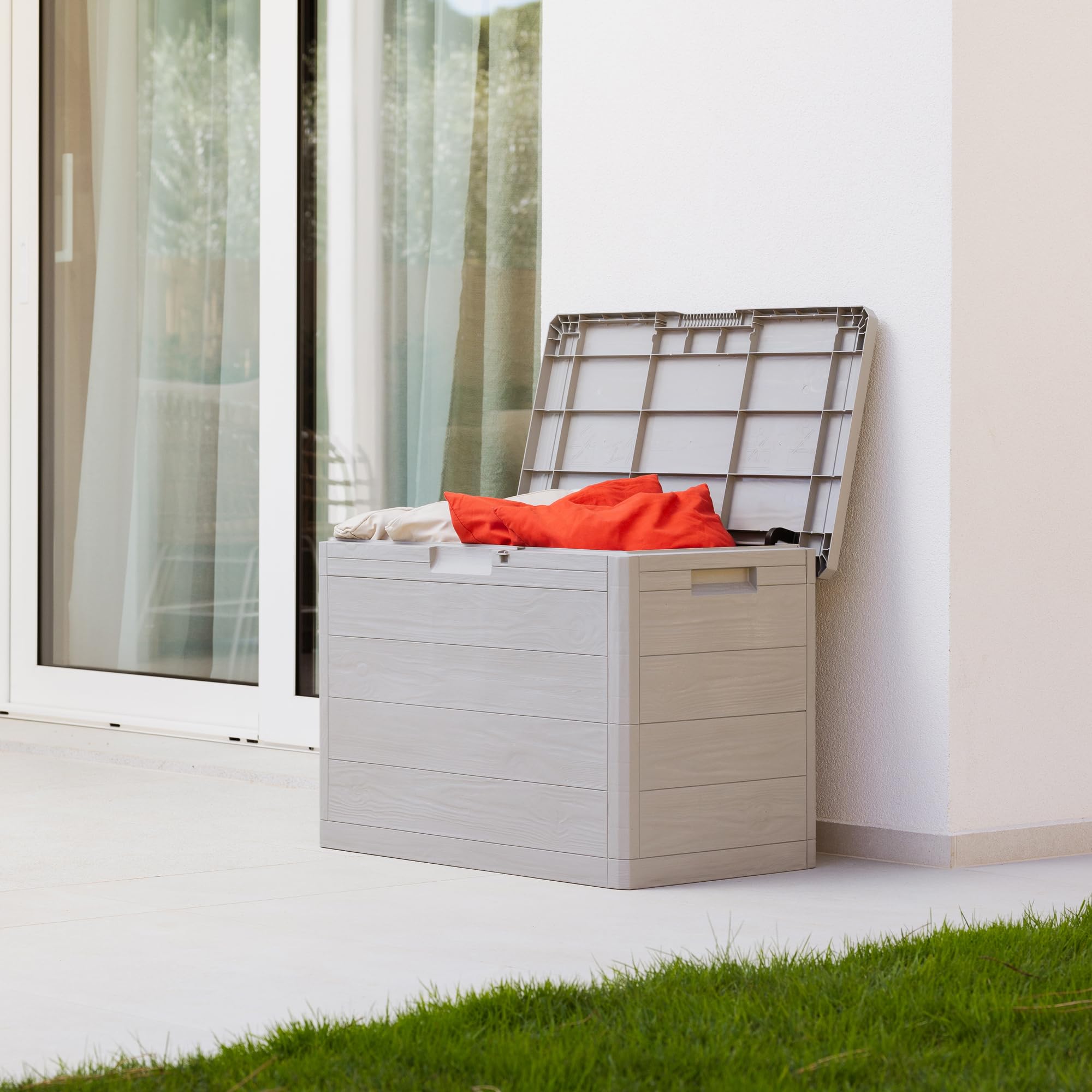 TOOMAX Coffre Multibox Woody's 160L Porte-Bagages Extérieur Effet Bois Gris Tourterelle 77,5 x 44,5 x 52,7 cm