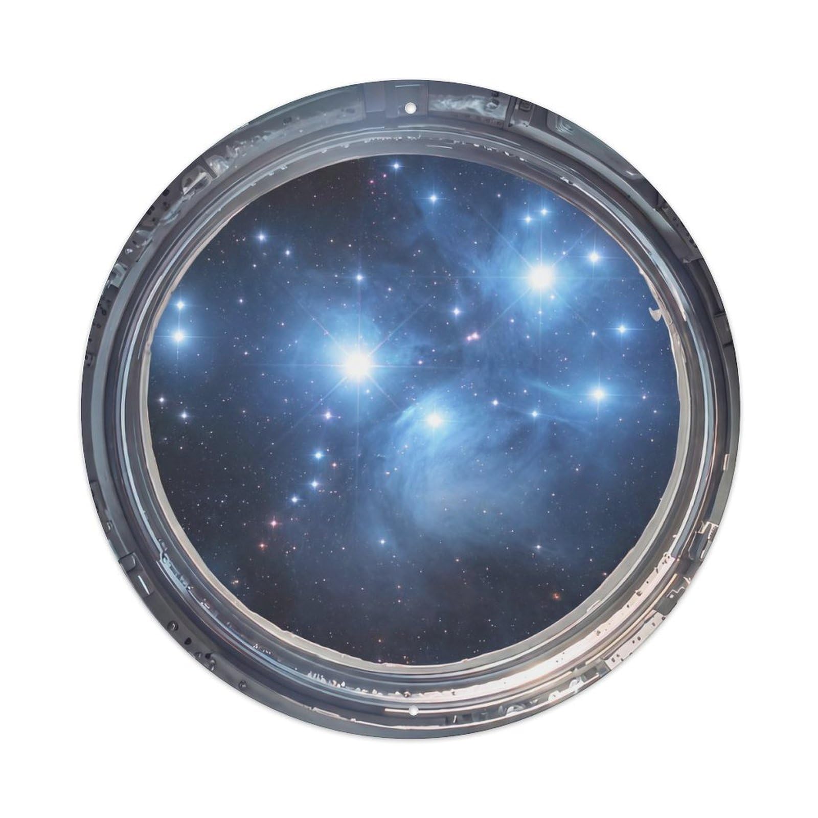 Blue Reflection Nebula from Space Station Porthole Metal Tin Sign
