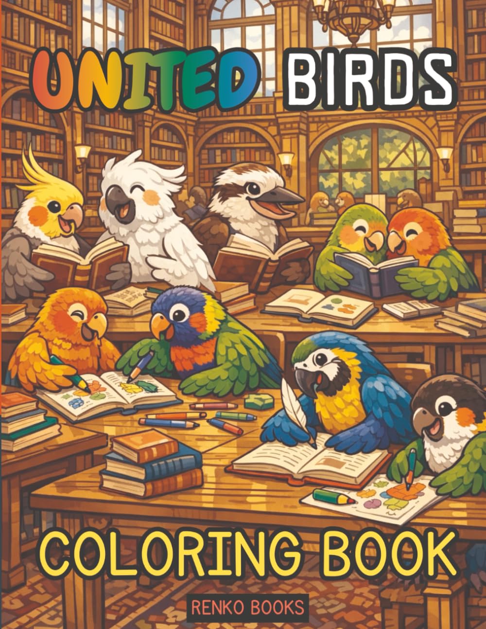 United Birds of America Coloring Book: A Nature-Inspired Coloring Book for All Ages Featuring Cockatiel, Cockatoo, Conure, Lorikeet, Kookaburra, Lovebird, Macaw, Parakeet, Rosella, and Caique