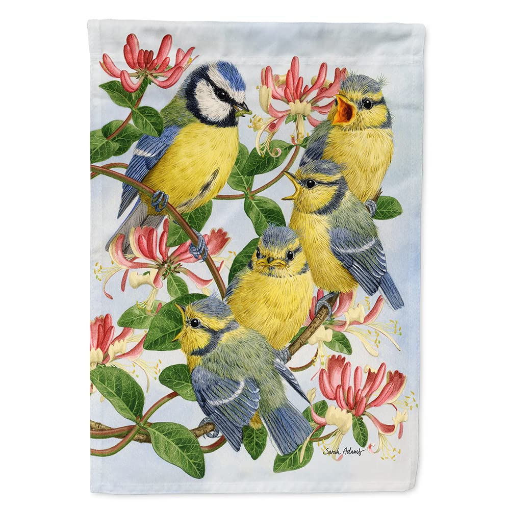 Mésanges bleues drapeau de maison en toile Caroline's Treasures ASA2081CHF pour jardin
