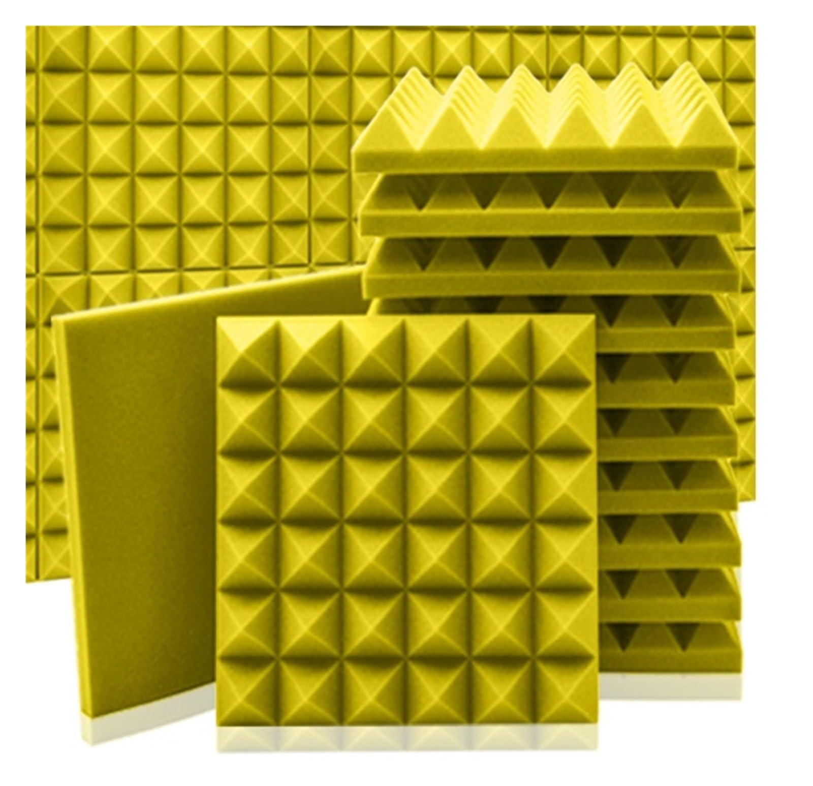 Pannelli in Schiuma Acustica Pannello in schiuma acustica 6/12/24 pezzi in Schiuma insonorizzante Studio Spugna Trattamento acustico for pareti(Yellow,6 Pcs With Tapes)
