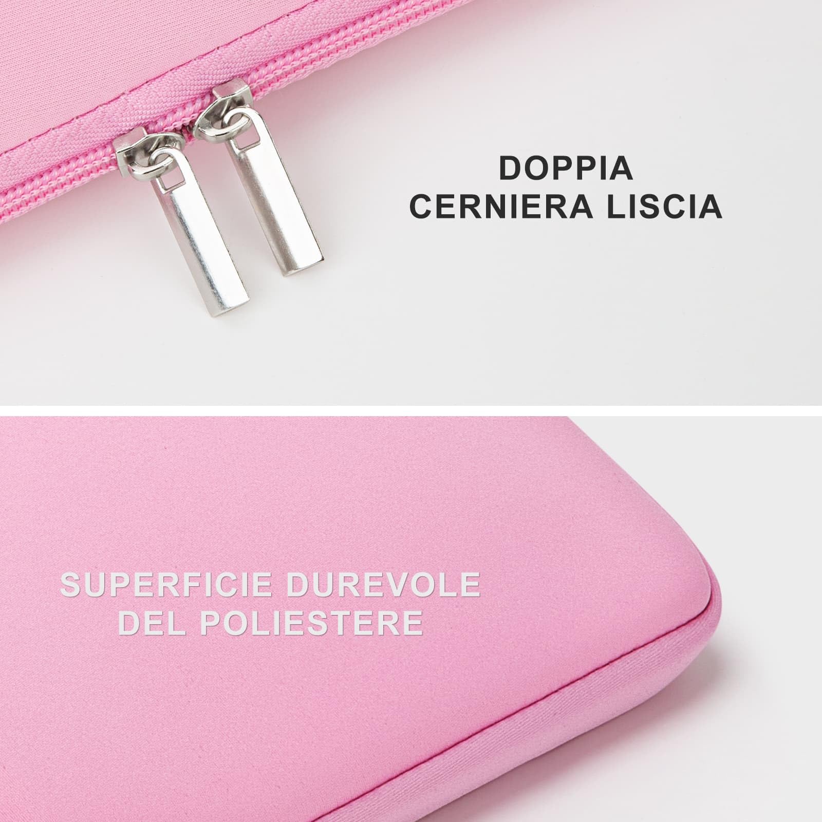 Borsa Porta Laptop 11.6 Pollici Rosa, Custodia In Poliestere Con Zip, Multifunzione Per Macbook/Notebook - 2