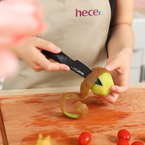 Miniatura 9 de hecef Cuchillo de pelar pequeño de 3.5 pulgadas con revestimiento de grietas de hielo, cuchillo de acero inoxidable ultra afilado para cocina, color