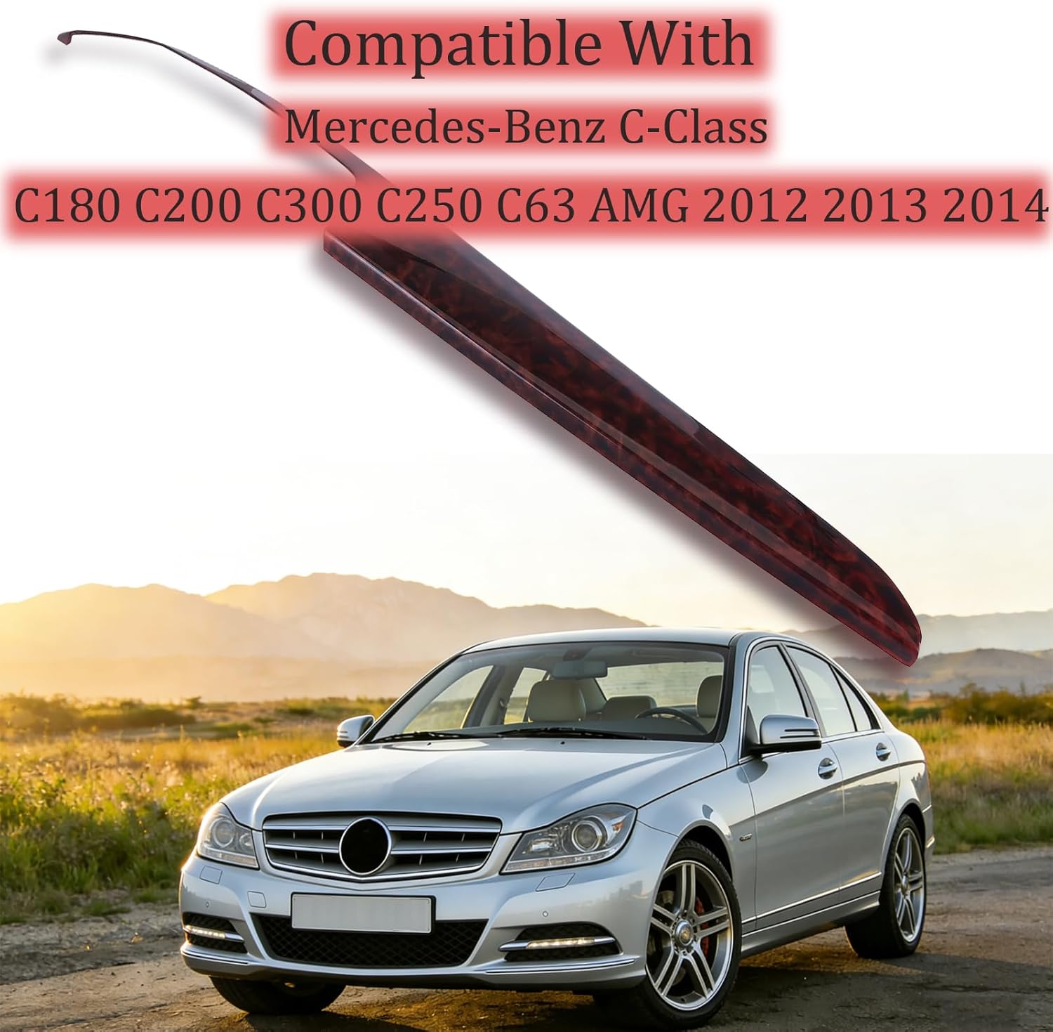 Agate Wood Grain Center Console Dash Strip Trim for Benz C-Class C180 C200 C300 C250 C63 AMG 2012 2013 2014, Center Console Dash Stirp Trim Accessories, for Interior Decoration
