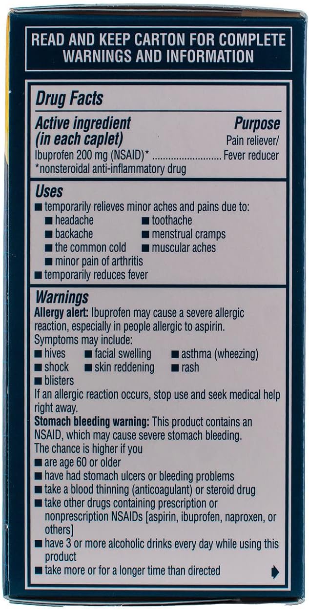 Advil Pain Reliever/Fever Reducer 200mg Caplets - 100 Ct, Pack of 3