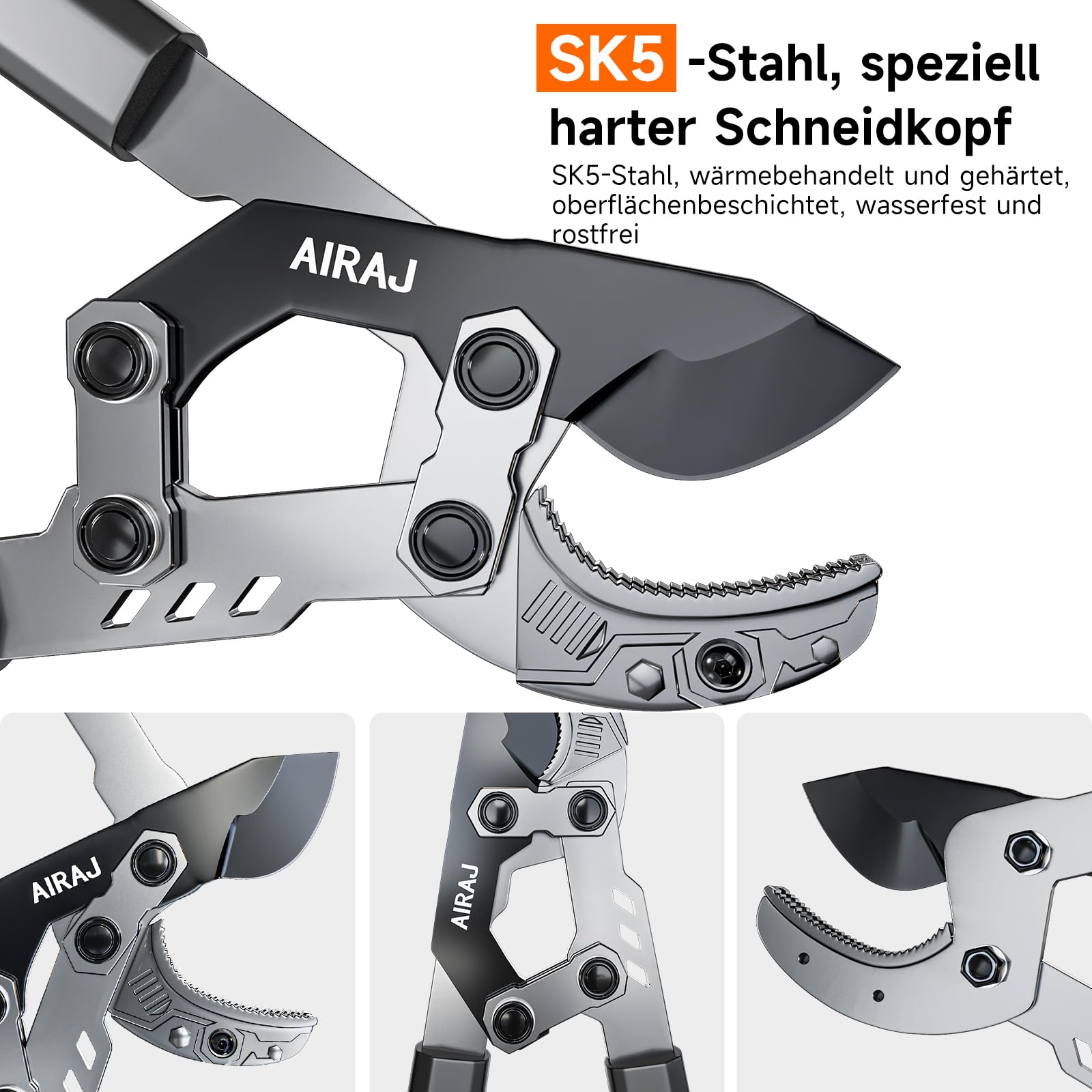 AIRAJ Teleskop Astschere 70-90cm Amboss Gartenschere SK5 Klinge 55mm