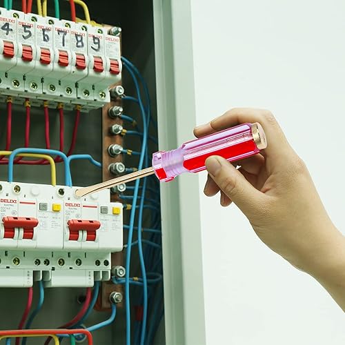 Miniatura 6 de WEDO Destornillador, destornillador ranurado sin chispas, destornillador de cabeza plana con tapa de golpe, bronce de aluminio, longitud 6.024 in (6