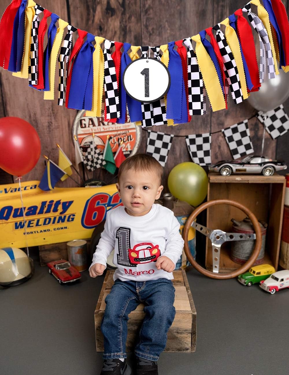 Mcqueen Birthday Party Supplies - Race Car Banner For Photo Booth Props And Backdrop Cake Smash, Best 1st Party Decorations For Kids (1st Race Car Birthday Banner) - Image 6