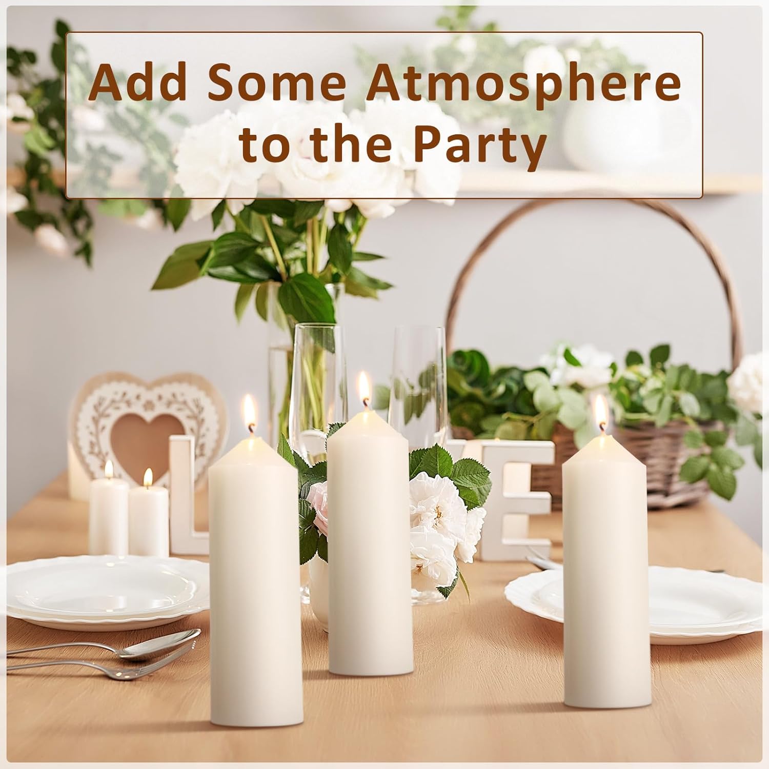 MTLEE 40 Pcs Ivory Pillar Candles Bulk 2 x 6 Inches Dripless Unscented Wax Long Burning Smokeless Clean Burning Decorative Candles for Weddings Parties Dinners Spa Bath Home Decor