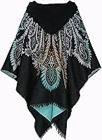 Vista 4 de Uyuni Poncho con volantes estilo chal bohemio para mujer, holgado, vintage