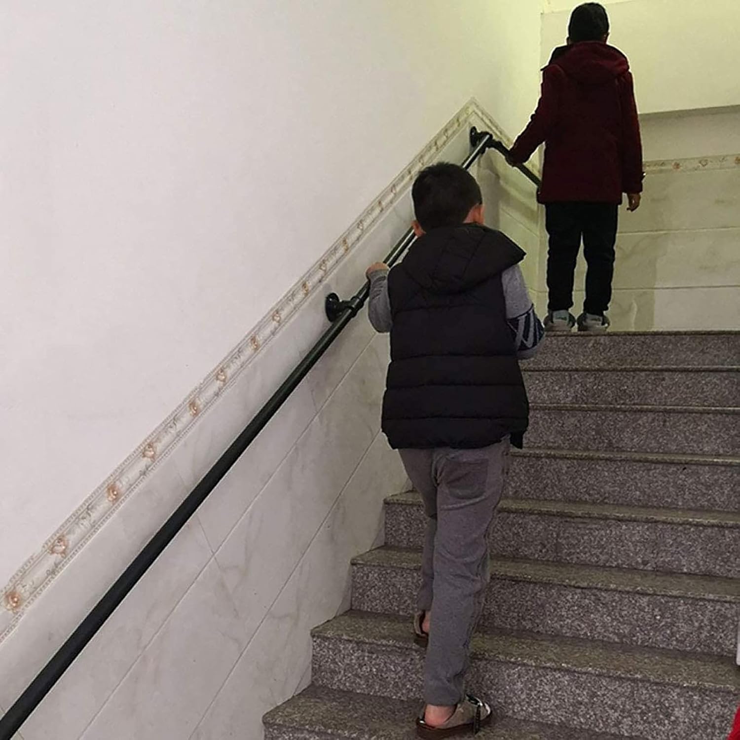 Staircase Handrail -Complete Kit (1ft-20ft). Wall Mount Banister, Wrought Iron Stairs Railings, Indoor Outdoor Stairway Porch Deck Hand Rail (Size : 1ft)